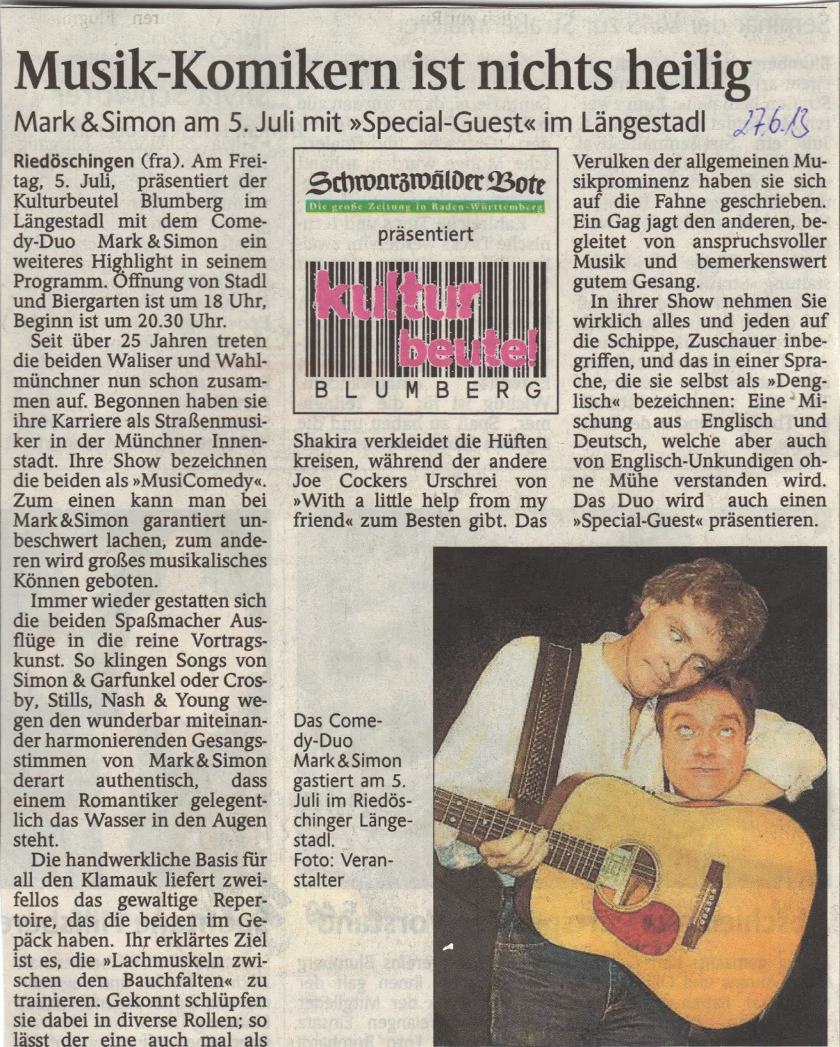 Zeitungsteil Längestadl