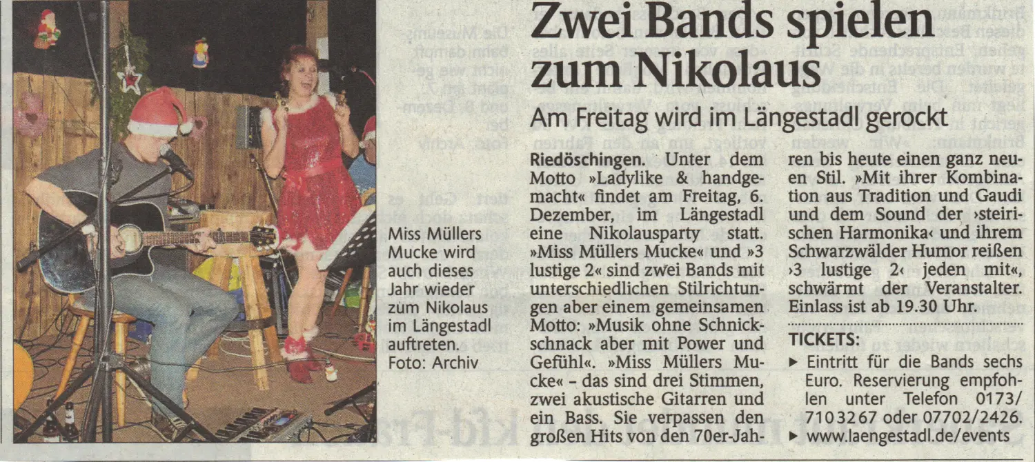 Zeitungsteil Längestadl