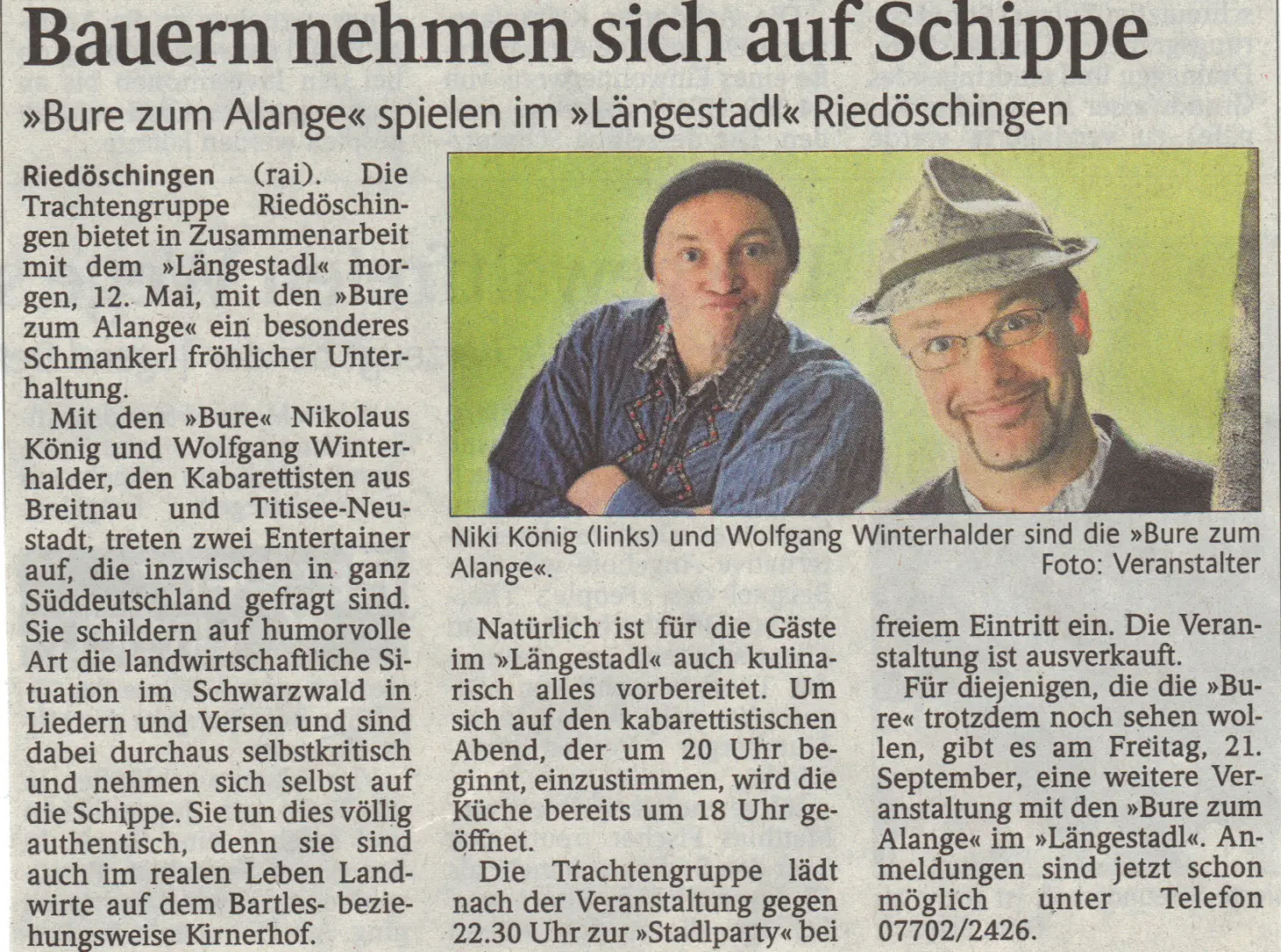 Zeitungsteil Längestadl